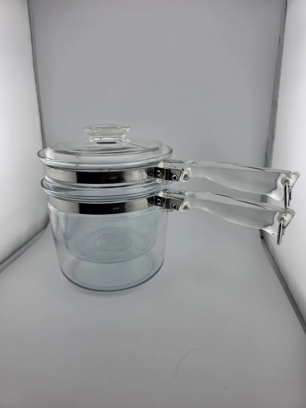 Vintage Pyrex Flameware 6283 Glass Double Boiler Set